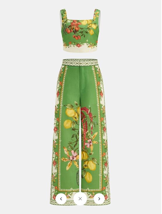 Commense Pants - NWT Commense Fruit Floral Print Crop Cami Top & Pants Set Sz M
